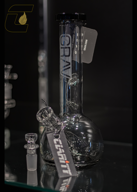Grav Small Round Base Water Pipe with Black Accents